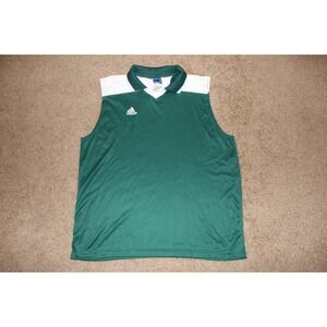 Vintage Adidas Team‎ Green & White Collared Sleeveless Shirt Size XL Made in USA
